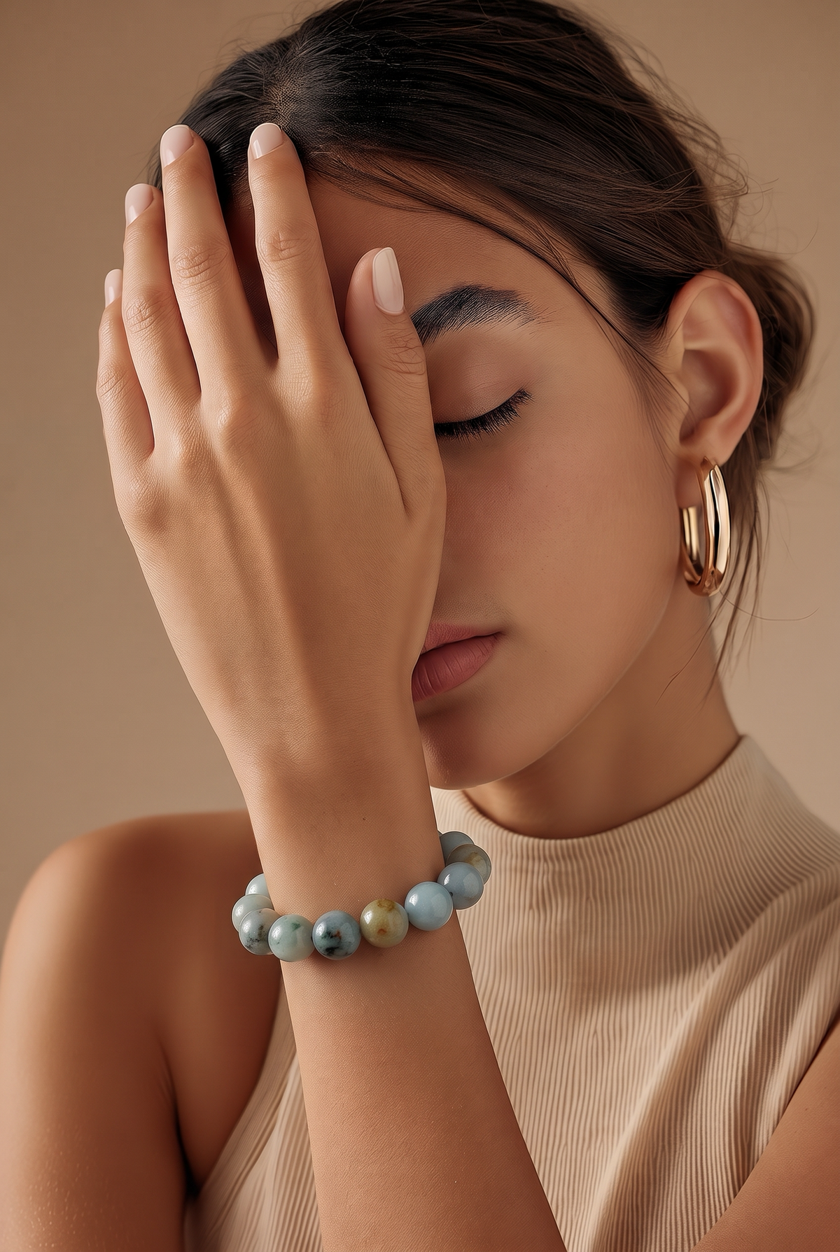 Multi Color Burma Jade Bead Bracelet