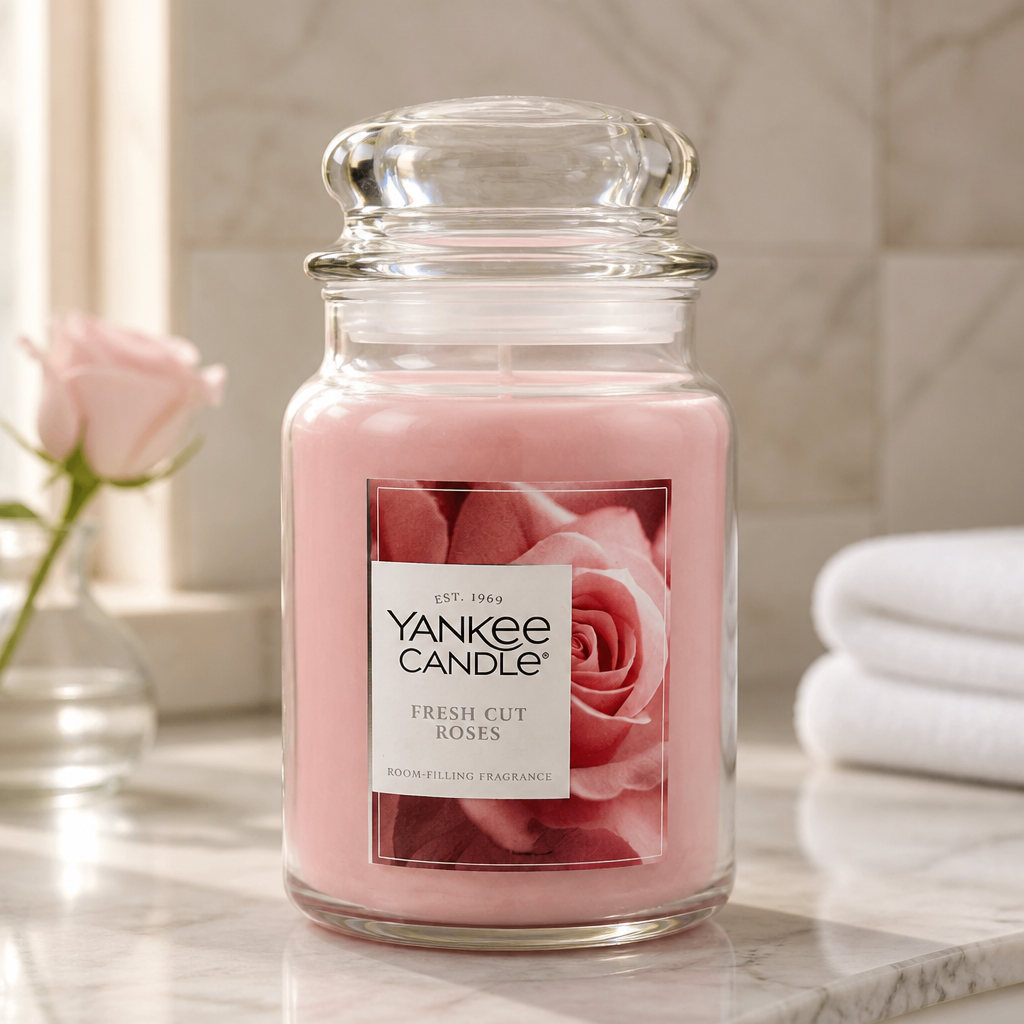 Fresh Cut Roses Large Candle